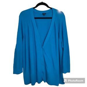 Talbots Blue Button Front 3/4 sleeve cardigan Size 3X